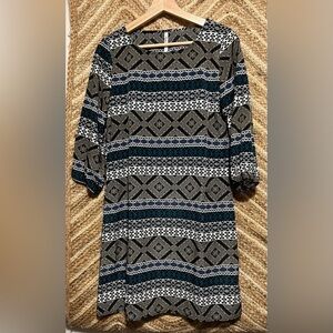 Rachel Kate Womens Geometric Print Boho Shift Dress,Size M,Great Condition